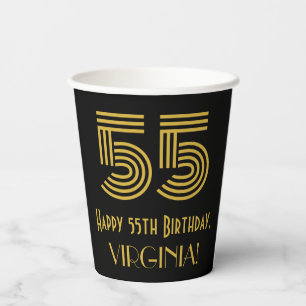Gobelets En Papier 55e anniversaire : Art Déco Inspiré Look "55" & No