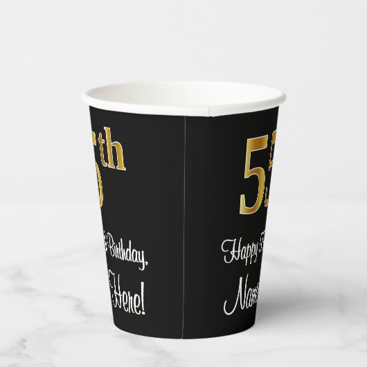 Gobelets En Papier 55e anniversaire - Elégant luxe Faux Gold Look # (Droite)