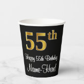 Gobelets En Papier 55e anniversaire - Elégant luxe Faux Gold Look # (Recto)