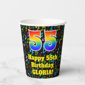 Gobelets En Papier 55e anniversaire : Fun Music Notes Motif, Rainbow (Verso)