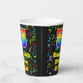 Gobelets En Papier 55e anniversaire : Fun Music Notes Motif, Rainbow (Droite)