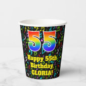 Gobelets En Papier 55e anniversaire : Fun Music Notes Motif, Rainbow (Recto)