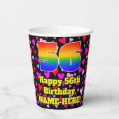 Gobelets En Papier 56e anniversaire : Amour Hearts Motif, Arc-en-ciel (Verso)