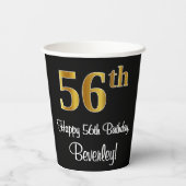 Gobelets En Papier 56e anniversaire - Elégant luxe Faux Gold Look # (Verso)