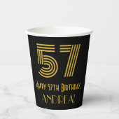 Gobelets En Papier 57e anniversaire : Art Déco Inspiré Look "57" & No (Recto)