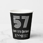 Gobelets En Papier 57e anniversaire — Art Déco Inspiré Look "57" + No (Recto)