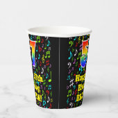 Gobelets En Papier 57e anniversaire : Fun Music Notes Motif, Rainbow  (Droite)