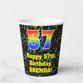 Gobelets En Papier 57e anniversaire : Fun Music Notes Motif, Rainbow  (Recto)