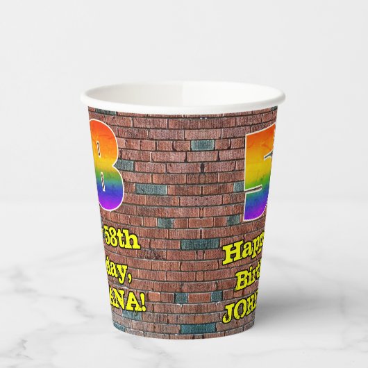 Gobelets En Papier 58e anniversaire : Arc en ciel inspiré par les gra (Gauche)