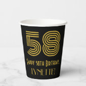 Gobelets En Papier 58e anniversaire : Art Déco Inspiré Look "58" & No (Verso)