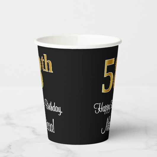 Gobelets En Papier 58e anniversaire - Elégant luxe Faux Gold Look # (Gauche)