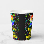 Gobelets En Papier 58e anniversaire : Fun Music Notes Motif, Rainbow  (Gauche)