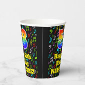 Gobelets En Papier 58e anniversaire : Fun Music Notes Motif, Rainbow  (Droite)