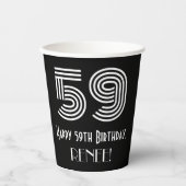 Gobelets En Papier 59e anniversaire — Art Déco Inspiré Look "59" + No (Recto)