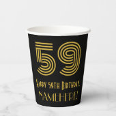 Gobelets En Papier 59e anniversaire : Art Déco Inspiré Look "59" & No (Verso)