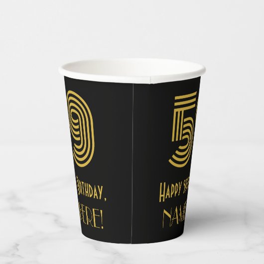 Gobelets En Papier 59e anniversaire : Art Déco Inspiré Look "59" & No (Droite)