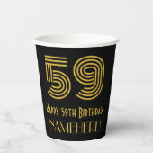 Gobelets En Papier 59e anniversaire : Art Déco Inspiré Look "59" & No (Recto)