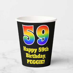 Gobelets En Papier 59e anniversaire : coloré, amusant, excitant, arc-