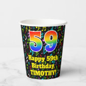 Gobelets En Papier 59e anniversaire : Fun Music Notes Motif, Rainbow (Verso)