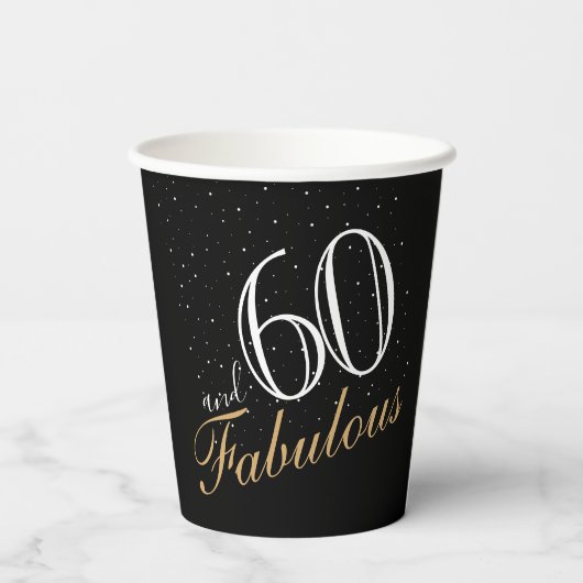 Gobelets En Papier 60 et fabuleux Elegant White Script Anniversaire (Verso)