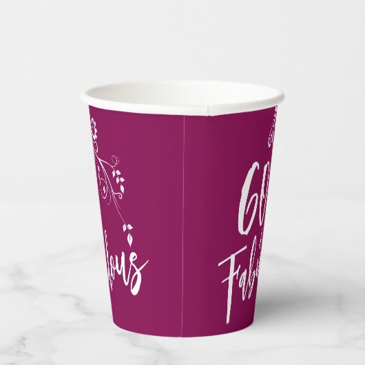 Gobelets En Papier 60 et fabuleux Script Magenta 60e anniversaire (Droite)