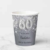 Gobelets En Papier 60e anniversaire argent parties scintillant monogr (Verso)