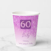 Gobelets En Papier 60e anniversaire Classy Falling Pink Parties scint (Verso)