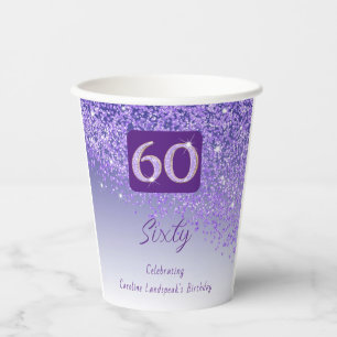 Gobelets En Papier 60e anniversaire Classy Falling Purple Parties sci