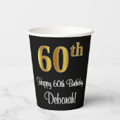 Gobelets En Papier 60e anniversaire - Elégant luxe Faux Gold Look # (Verso)