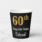 Gobelets En Papier 60e anniversaire - Elégant luxe Faux Gold Look # (Recto)