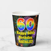 Gobelets En Papier 60e anniversaire : Fun Motif Fireworks + Rainbow 6 (Verso)