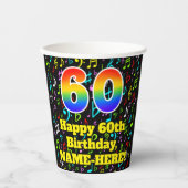 Gobelets En Papier 60e anniversaire : Fun Music Notes Motif, Rainbow (Recto)