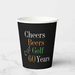 Gobelets En Papier 60e anniversaire Golf Cheers Bières Black Gold Par