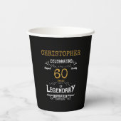 Gobelets En Papier 60e anniversaire Légendaire Black Gold Retro (Verso)