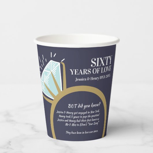 Gobelets En Papier 60e anniversaire mariage bague diamant faits amusa (Verso)