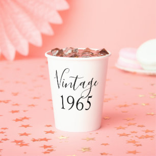 Gobelets En Papier 60e anniversaire moderne Vintage 1965 Free Party