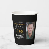 Gobelets En Papier 60e anniversaire Né 1963 Légende Modèle photo (Verso)