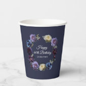 Gobelets En Papier 60e anniversaire personnalisé Moody Purple Flower (Recto)