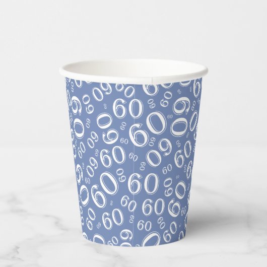 Gobelets En Papier 60e anniversaire Random Number Motif Bleu/Blanc (Droite)