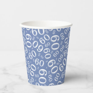 Gobelets En Papier 60e anniversaire Random Number Motif Bleu/Blanc