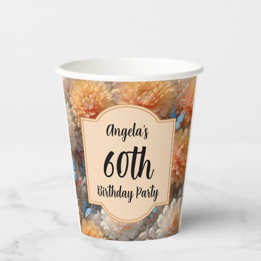 Gobelets En Papier 60e fête d'anniversaire (Recto)