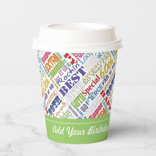 Gobelets En Papier 60e fête d'anniversaire cadeaux personnalisés (Recto)