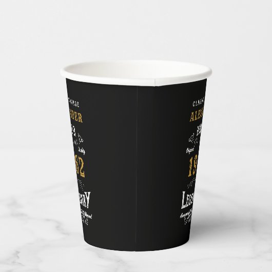 Gobelets En Papier 60th Birthday 1962 Black Gold Ajouter Nom Retro (Droite)