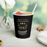 Gobelets En Papier 60th Birthday Born 1963 Ajouter Nom Légende Black<br><div class="desc">Modèle photo "Original Quality Legendary Inspiration" tasse de papier pour cet anniversaire spécial. Ajoutez la photo, le nom et l'année comme vous le souhaitez dans les champs modèles et créez un cadeau unique de fête d'anniversaire. Faites équipe avec les cadeaux, accessoires de fête et vêtements correspondants disponibles dans notre magasin...</div>