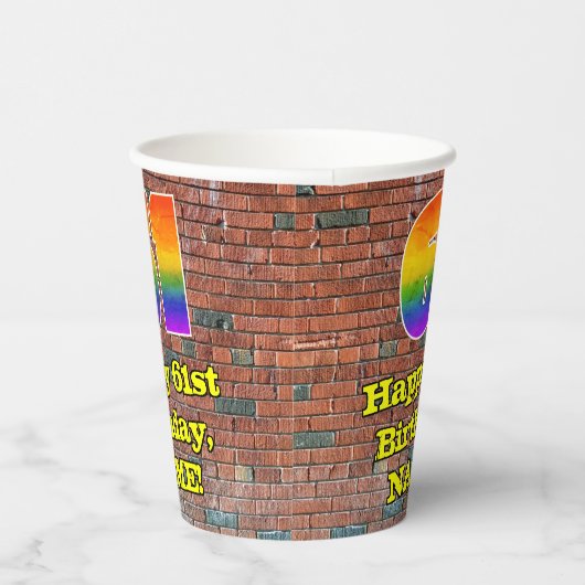 Gobelets En Papier 61e anniversaire : Arc-en-ciel amusant inspiré par (Droite)