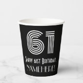 Gobelets En Papier 61e anniversaire — Art Déco Inspiré Look "61" + No (Recto)