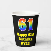 Gobelets En Papier 61e anniversaire : coloré, amusant, excitant, arc- (Verso)