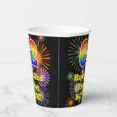 Gobelets En Papier 62e anniversaire : Fun Fireworks Motif + Rainbow 6 (Droite)