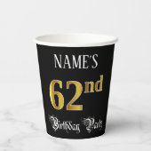 Gobelets En Papier 62e fête d'anniversaire — Script fantaisie, Faux G (Verso)