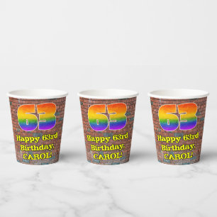Gobelets En Papier 63e anniversaire : Arc-en-ciel amusant inspiré par